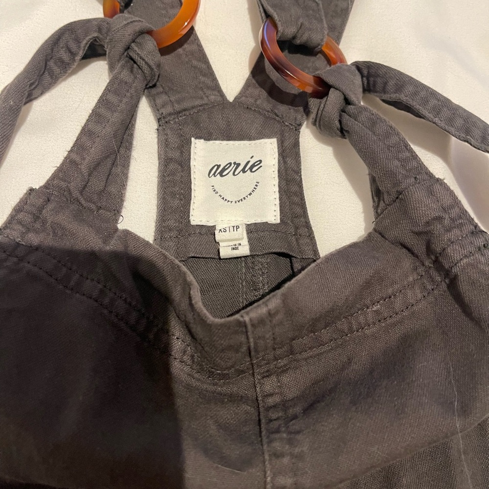 aerie Gray Brown Ring-Detail Jumpsuit